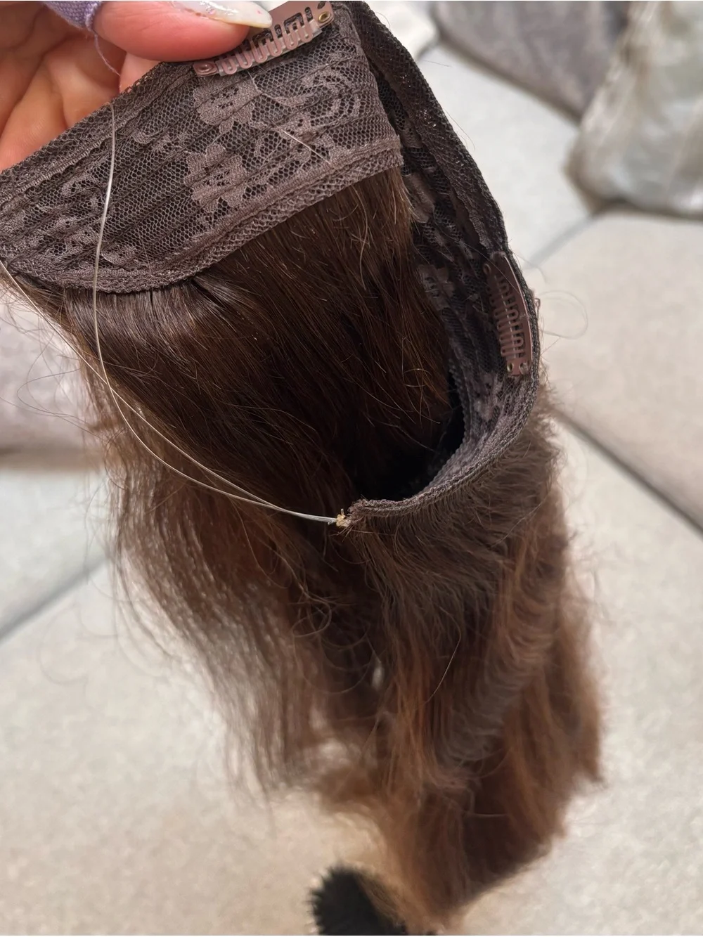 Hair halo made of 💯 virgin human hair (18”) Invisible Weft